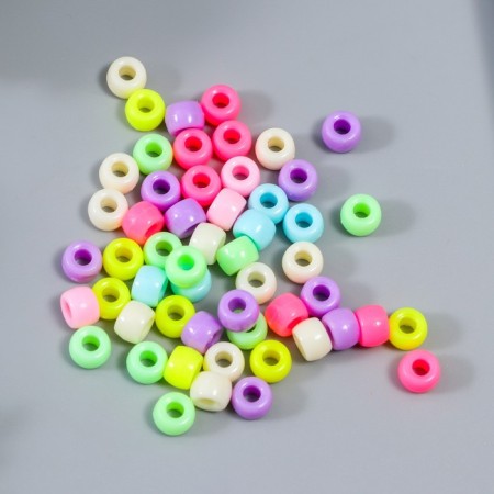 Beads for creativity Plastic "Cylindrical" pastel set 15 grams 0.6x0.9 cm