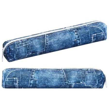School Penal on the zipper "Jeans", the color is blue