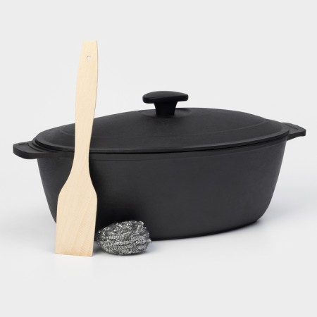 Gusesytnitsa cast -iron Wild Kitchen, 6 liters, shoulder blade and sponge in the kit-8