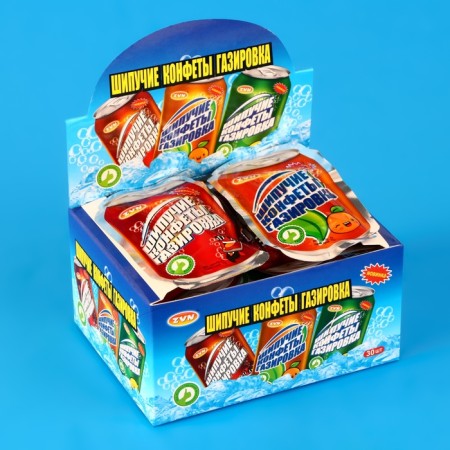 Caramel explosive "soda", with the taste of cola, orange, lemon, 7 g