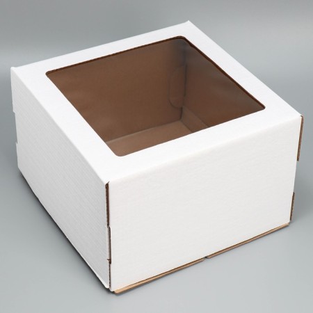 Cake for a cake with a window, confectionery packaging "White" 29 x 29 x 19 cm