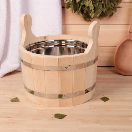 A gang made of linden is round, 5l, stainless insert, "Dobroparov"-1