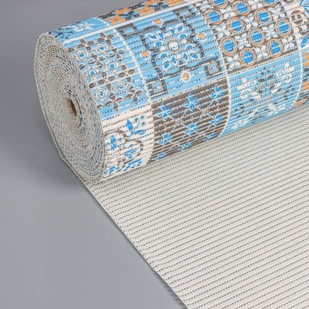 Bathroom mat “Transfiguration”, width 80 cm, roll 15 m, color orange-blue-1