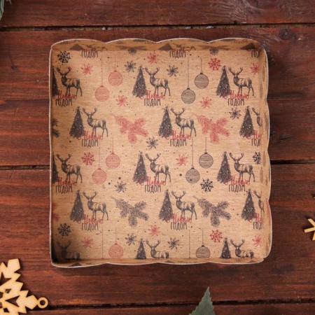 Bearbox, confectionery packaging, "Christmas Night", 12 x 12 x 3 cm, New Year-7