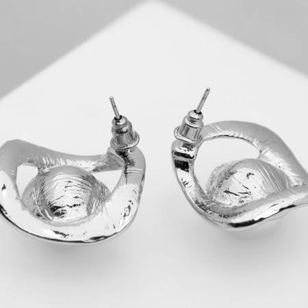 Earrings with pearls "exclus" velvet mini, color silver-2