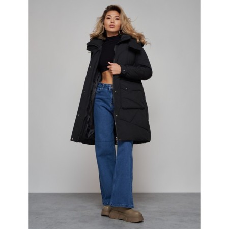 Coat insulated winter female, size 50, black color-17
