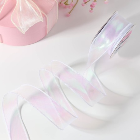 Kapron “wave” tape, with rainbow overflow, 38 mm, 9.1 ± 0.5 m, white color-1