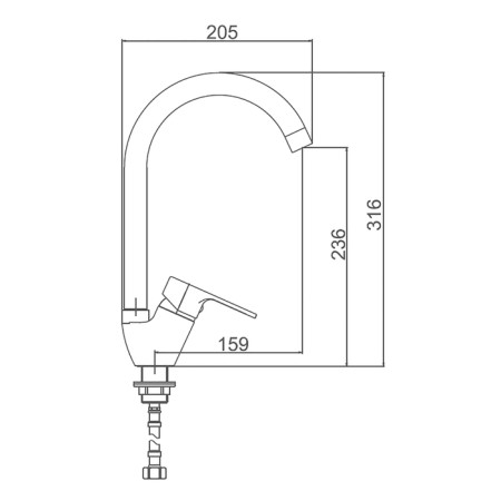 ACCOONA A4467 kitchen mixer, one -leaf, with nut, silumin, chrome-2