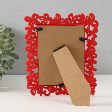 Photo frame plastic 10x15 cm "Butterflies" raspberry 20.5x15.5 cm-3