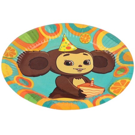 Paper plate "Happy Birthday!", 18 cm, Cheburashka-2