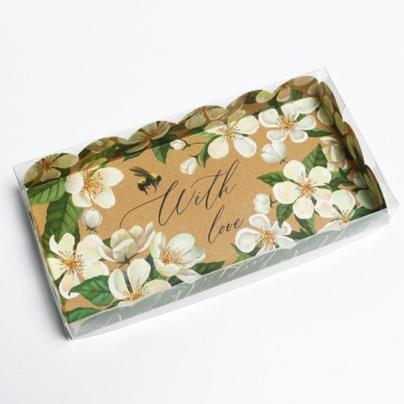 Cookie box, confectionery packaging with PVC lid, "bee", 10.5 x 21 x 3 cm-1