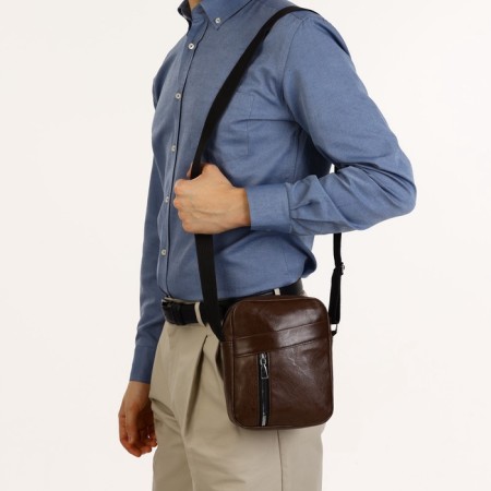 Male bag with lightning, brown color-5