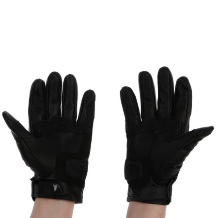 Motorcycle gloves with protective inserts, leather, size L, brown-1