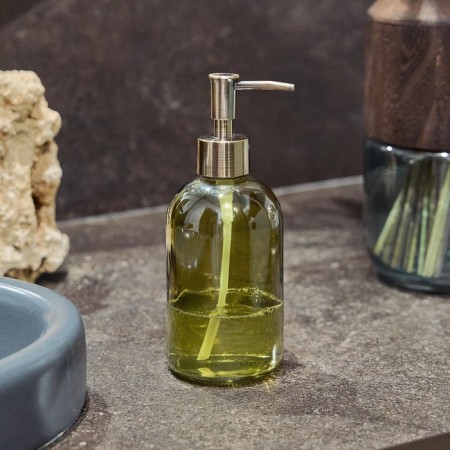Liquid soap dispenser, 7.5x7.5x19.5 cm, green color