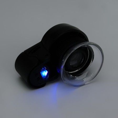 Lupa for checking bills, 45x, d = 21mm, with backlight, 3XAG10-3