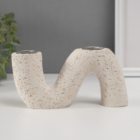 Gypsum candlestick, 2 candles "abstraction. Wave" d = 2.5 cm 3.5x16.5x8.7 cm-1