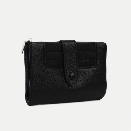 Women's wallet on the button, black color