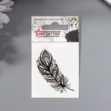 Tattoo on the body "feather" 5.3x6.3 cm-1