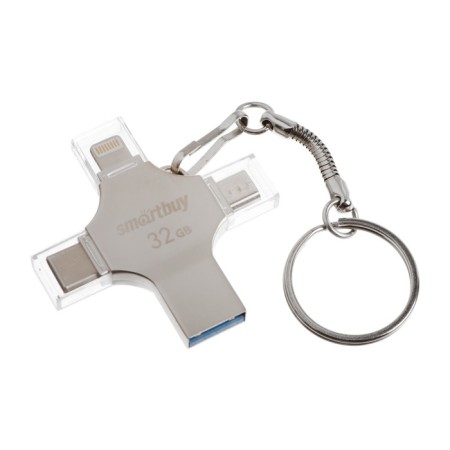 Flash drive Smartbuy MC15 Metal QUAD, 4-In-1 OTG, 64 GB, USB3.0, Type-C, Microusb, Lightning