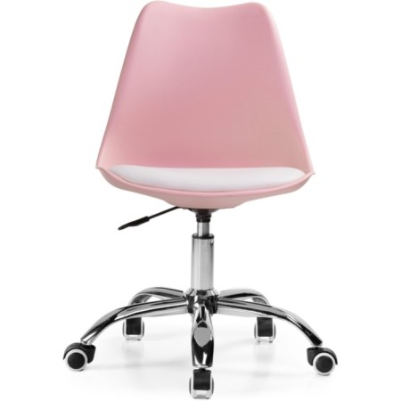 Computer chair Kolin Metal/Eco -leather/plastic, chrome/pink/white 49x56x78 cm-1