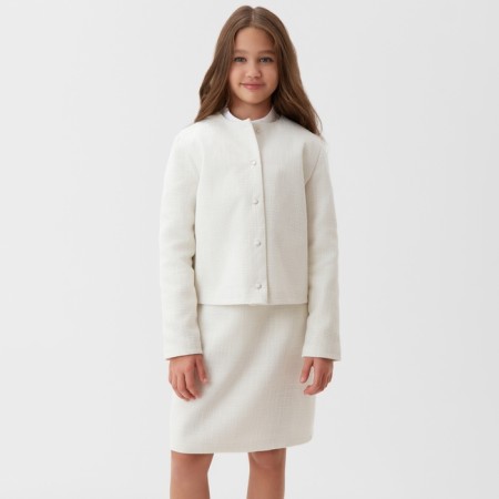Жакет для девочки, MINAKU :Party Dress, цвет белый, рост 128 см
