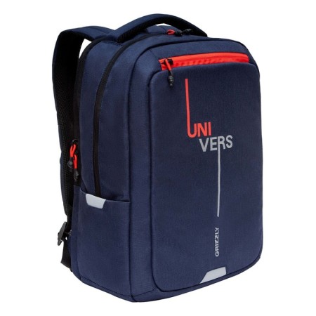 Youth backpack 41.5 x 29 x 18 cm, Grizzly, ergonomic back, laptop compartment, blue