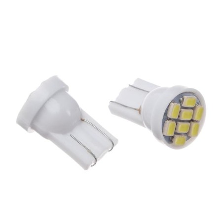 Auto Stuffing LED TORSO T10 W5W, dimensions, 12 V, 8 SMD-3528, 2 pcs, light white