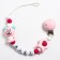 Holder for the nipple - dummy "Bear", wooden, pink color
