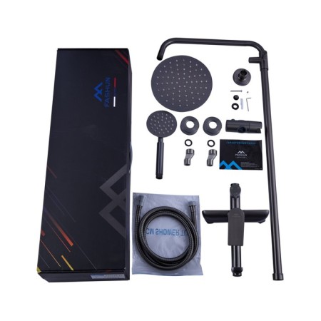 Fashun A52419-17 shower system, pour 163 mm, with a tropical shower, hand watering can, graphite-1