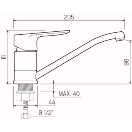 Kitchen mixer "RMS" SL131-004F-15, pour 150 mm, cartridge 35 mm, brass, chrome-4