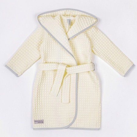 Baby robe with a hood Waffle, height 98-104 cm, milk color-7