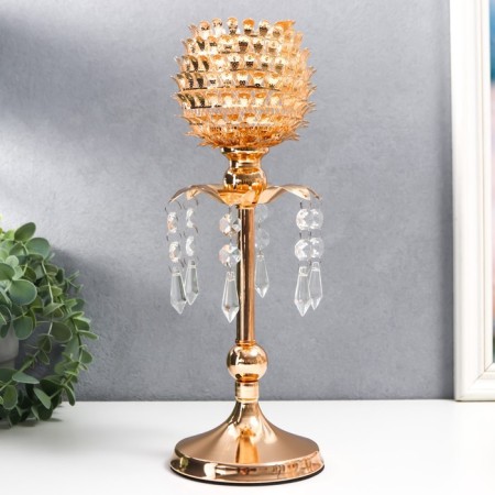 Summary Metal for 1 candle "Scales flower" gold 32x11x11 cm-2