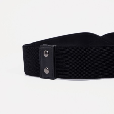 Women's belt on buttons, width 8 cm, black color-1