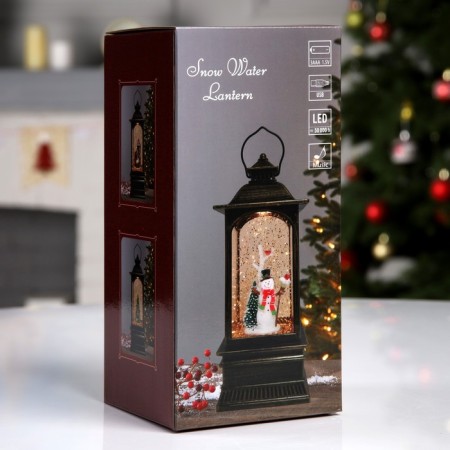 LED figure “Lantern with a Christmas tree” 7.8 × 19.5 × 7.8 cm, plastic, AAX3 batteries (not complete), USB, glow warm white-6