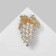Brooch "Grapes" bunch, white color in matte gold