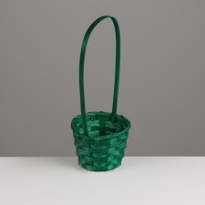 Wicker basket, D13 x h9.5/28cm, bamboo, green