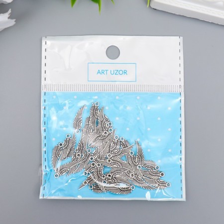 Decor metal for creativity "Wing Angel" silver (A1263) 1.7x0.5 cm-2