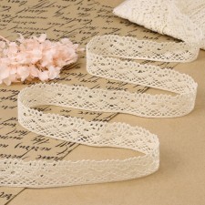 Knitted lace, 28 mm × 10 ± 1 m, beige color