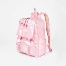 Young backpack from textiles on lightning, 4 pockets, pink color