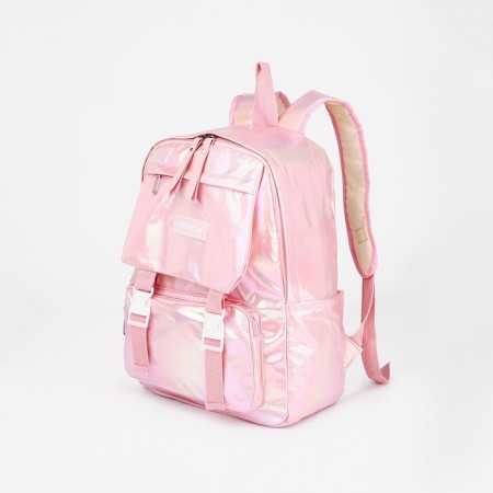 Young backpack from textiles on lightning, 4 pockets, pink color