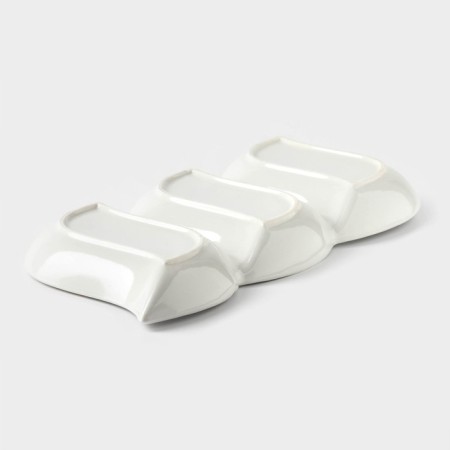 Menzhitsa ceramic 3 cells "Marbl", 36 × 17 × 3 cm, white color-2