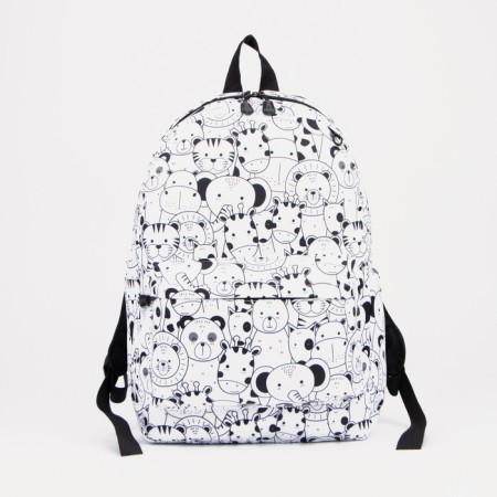 Youth backpack from lightning textiles, external pocket, penalty, white color-1