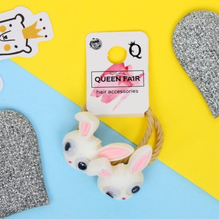 Hair elastic band "beasts" (set 2 pcs) bunnies, 3 cm