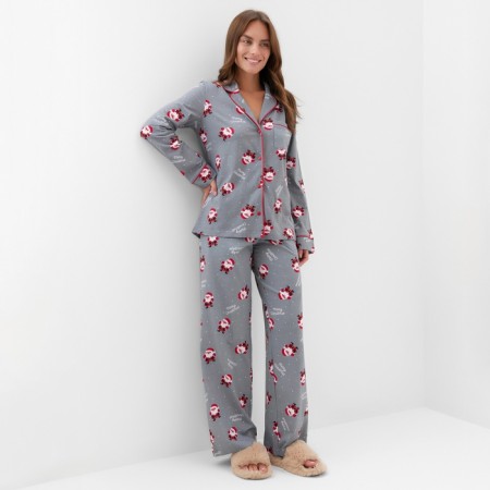 Новый год. Пижама женская (рубашка и брюки) KAFTAN "Дед мороз" размер 52-54-5