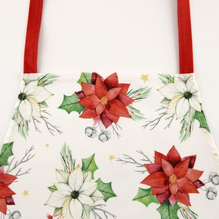 Apron "Ethel" Christmas Red Flowers 60x70cm, 100% HL, sarzha 190 g/m2-4