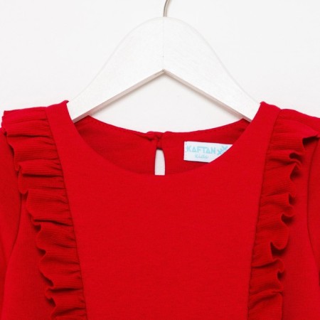 Платье для девочки с рюшей KAFTAN "Basic line", размер 32 (110-116), цвет красный-5