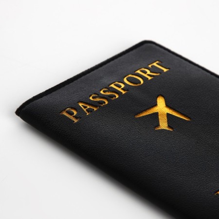 Passport cover, luggage tag, black color-3