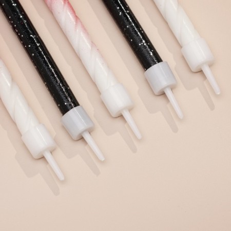 Candles for the cake "Spiral", 6 pcs, black and white gradient with red-3