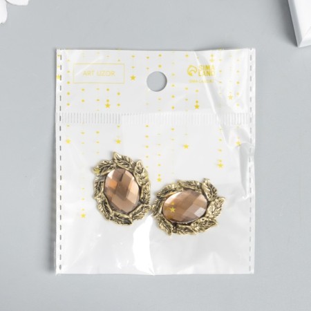 Decor for creativity Metal "Rhubes in the leaves" Caramel 3x2.3 cm-4