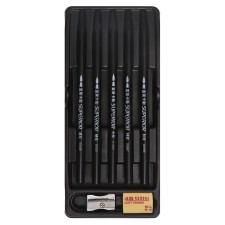 Pencils are whole, black 5 pieces + eraser + sharpener
